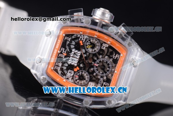 Richard Mille RM 011 Felipe Massa Flyback Chronograph Swiss Valjoux 7750 Automatic Sapphire Crystal Case with Skeleton Dial Arabic Number Markers and Aerospace Nano Translucent Strap - Click Image to Close